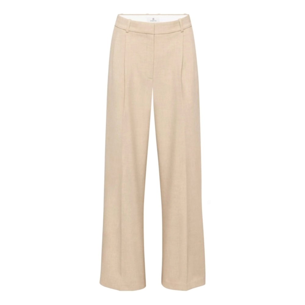 NEW Aritzia Babaton Agency Wide Leg Pants Heather Oat Beige Size 0